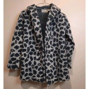 Field Flower By Anthropologie Leopard Print Wool Hooded Sweater Coat Cardigan XS